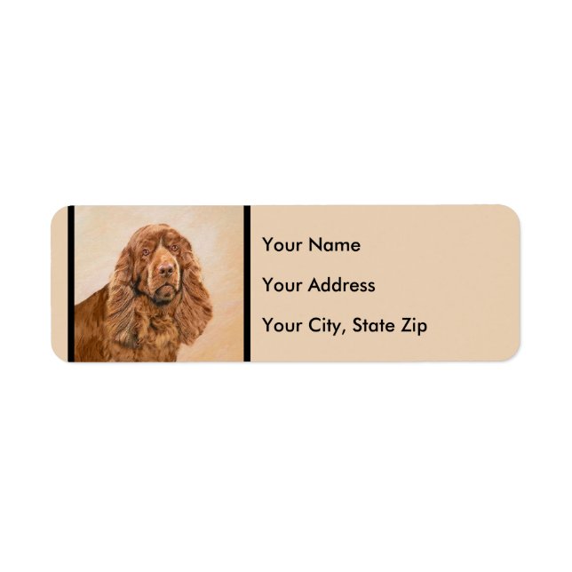 Etiqueta Pintura de Sussex Spaniel - Arte Perro Original Cu (Frente)