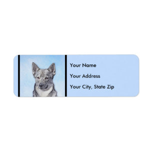 Etiqueta Pintura de Vallhund Sueca - Arte Perro Original Cu