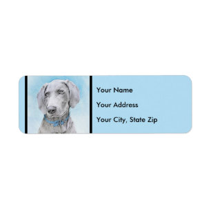 Etiqueta Pintura de Weimaraner - Arte de Perro Original.