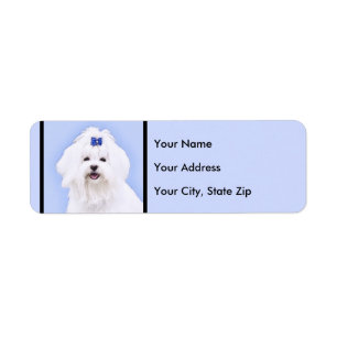 Etiqueta Pintura maltesa - Arte de perro original muy lindo