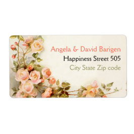 Etiqueta Pintura romántica vintage del boda rosa