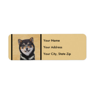 Etiqueta Pintura Shiba Inu (Negro y Tan) - Arte de perro
