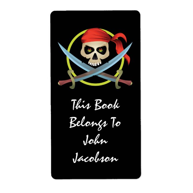 Etiqueta pirata de cráneo 3D (Frente)