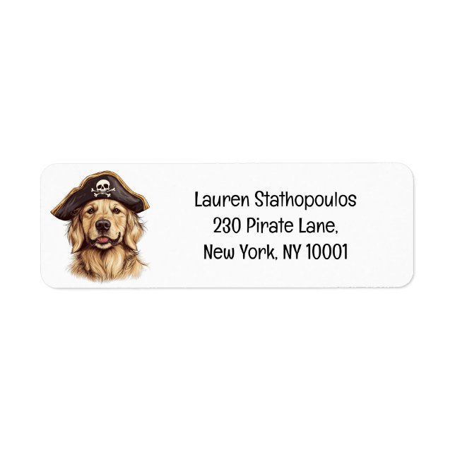Etiqueta Pirate Golden Retriever Dog Skull (Frente)