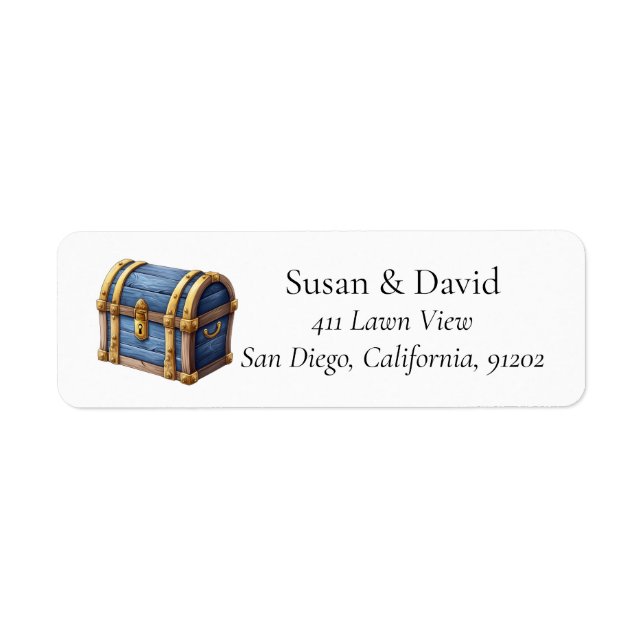 Etiqueta Pirate Treasure Chest personalizado (Frente)