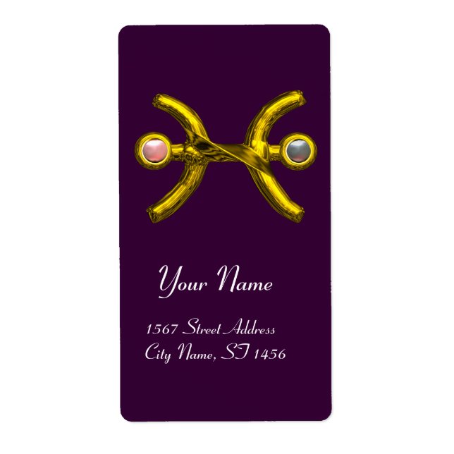 Etiqueta PISCES ZODIAC CUMPLEAÑOS Perlas blancas rosadas (Frente)