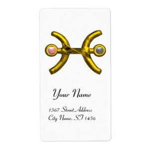 Etiqueta PISCES ZODIAC CUMPLEAÑOS Perlas blancas rosadas