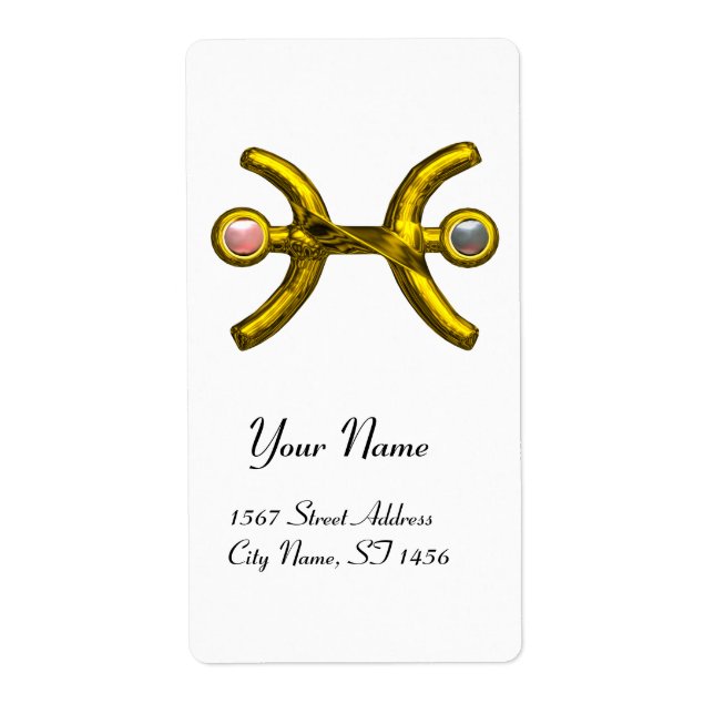 Etiqueta PISCES ZODIAC CUMPLEAÑOS Perlas blancas rosadas (Frente)