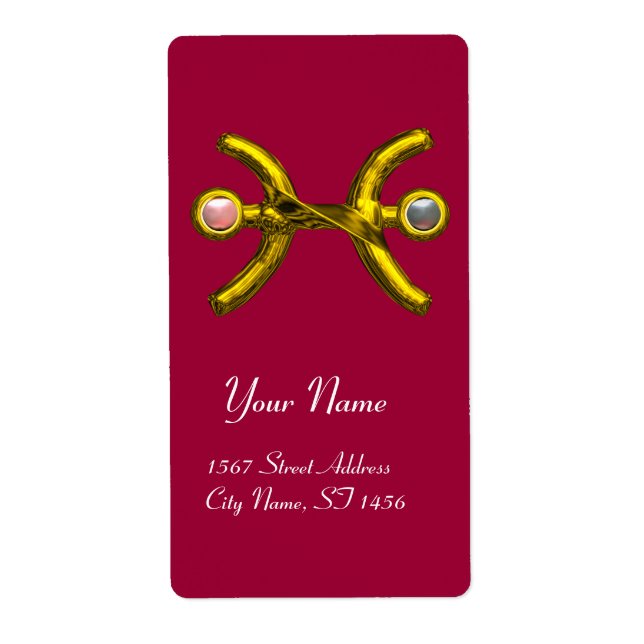 Etiqueta PISCES ZODIAC CUMPLEAÑOS Perlas blancas rosadas (Frente)