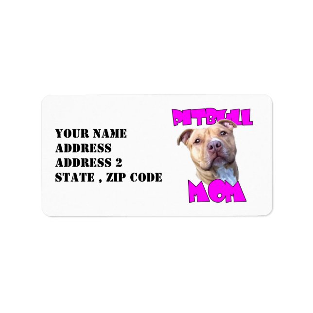 Etiqueta Pitbull Mom (Frente)