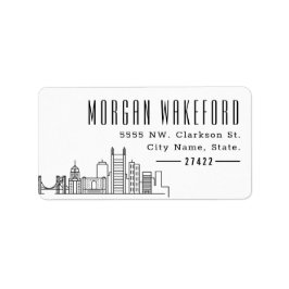 Etiqueta Pittsburgh, Pennsylvania Modern Deco Skyline Large