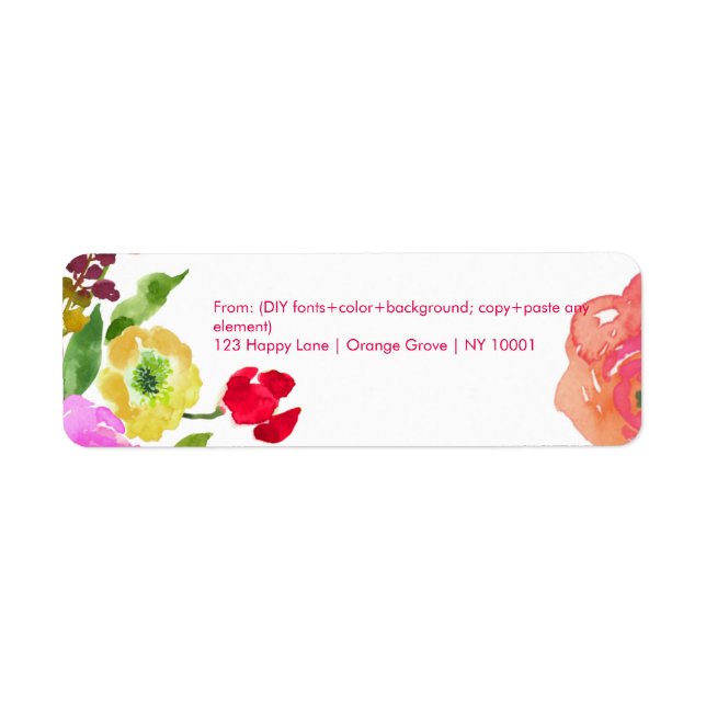 Etiqueta PixDezines acuarela floral/ranunculus/DIY (Frente)