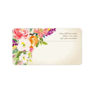 Etiqueta PíxDezines Acuarela Floral/Vintage Bckgrado