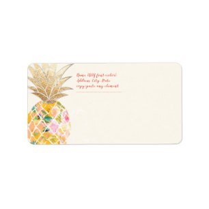 Etiqueta PixDezines Aloha Piña+Floral Acuarela