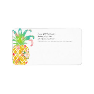 Etiqueta PixDezines Aloha Piña+Floral Acuarela