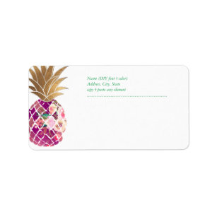 Etiqueta PixDezines Aloha Pineapple+acuarela floral