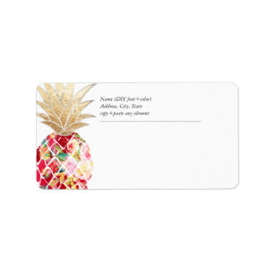 Etiqueta PixDezines Aloha Pineapple+acuarela floral