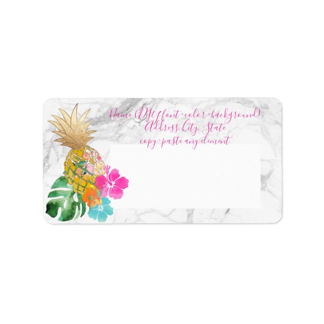 Etiqueta PixDezines Aloha Pineapple+Faux Gold (Frente)