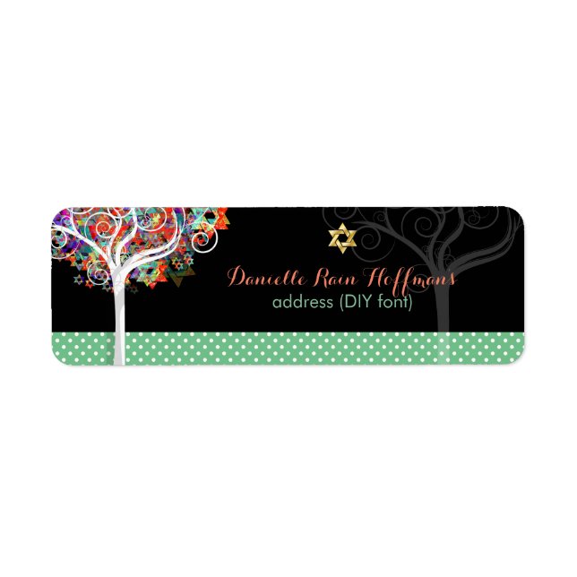 Etiqueta PixDezines árbol de la vida/mitzvah (Frente)