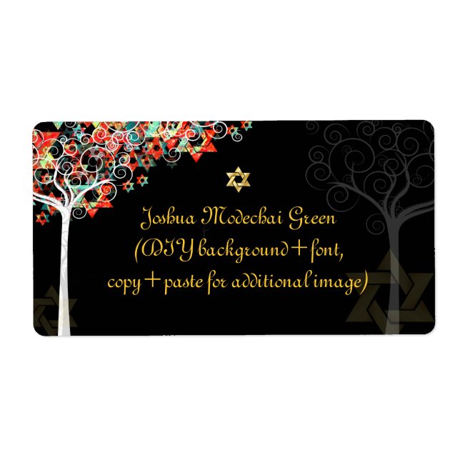 Etiqueta PixDezines árbol de la vida/mitzvah (Frente)