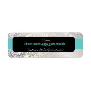 Etiqueta PixDezines Bellissimo Damask falso acento plateado