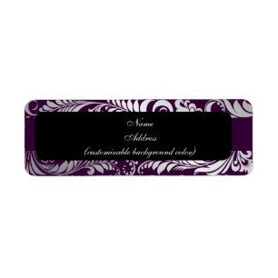 Etiqueta PixDezines Bellissimo Damask faux silver/plum