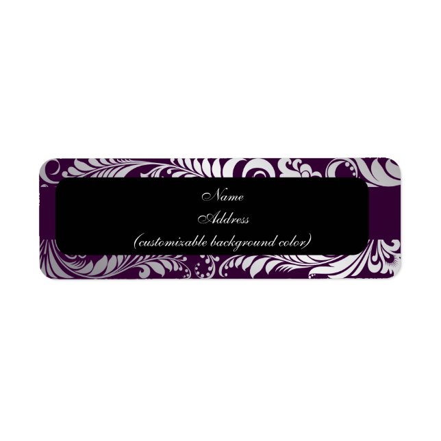 Etiqueta PixDezines Bellissimo Damask faux silver/plum (Frente)