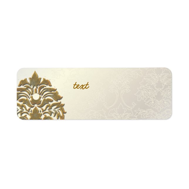 Etiqueta PixDezines Damask 1, Faux Gold + Pearl (Frente)