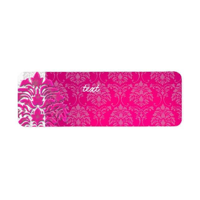 Etiqueta PixDezines Damask 1, rosa caliente (Frente)
