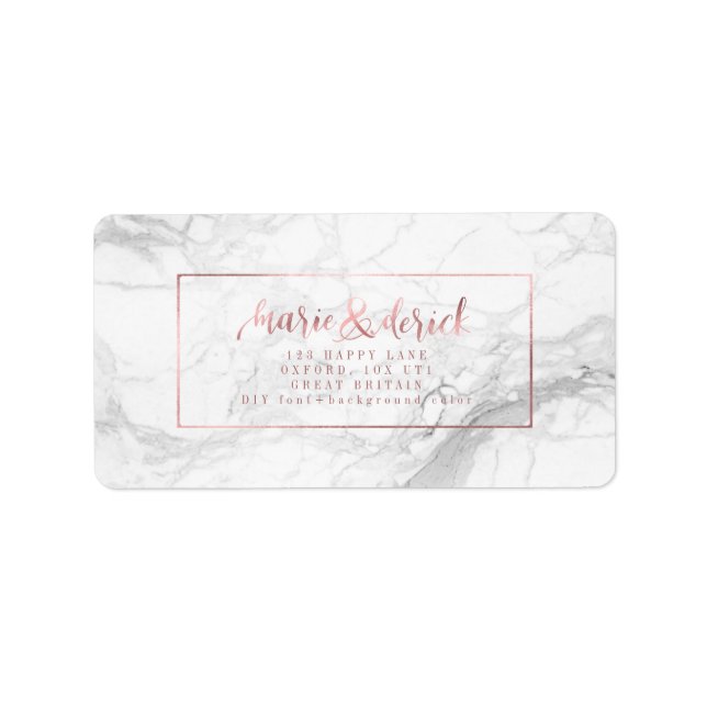 Etiqueta PixDezines Faux Rosa Gold+Marble+DIY Background (Frente)