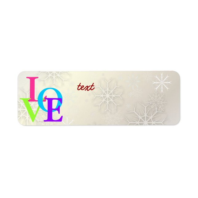 Etiqueta PixDezines Love, Snowflakes White + Pearl (Frente)
