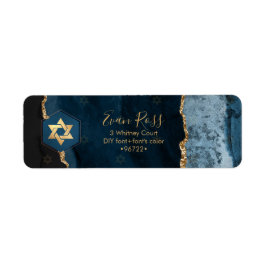 Etiqueta PixDezines Mitzvah Acuarela Agata Pizarra Azul