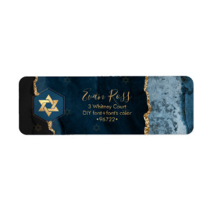Etiqueta PixDezines Mitzvah Acuarela Agata Pizarra Azul