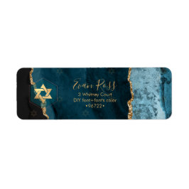 Etiqueta PixDezines Mitzvah Acuarela Ágata Verde Turquesa