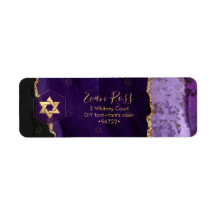 Etiqueta PixDezines Mitzvah Acuarela Agate Purple