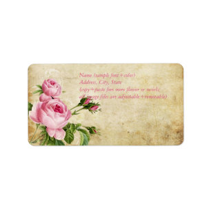 Etiqueta PixDezines pergamino falso +rosas vintage