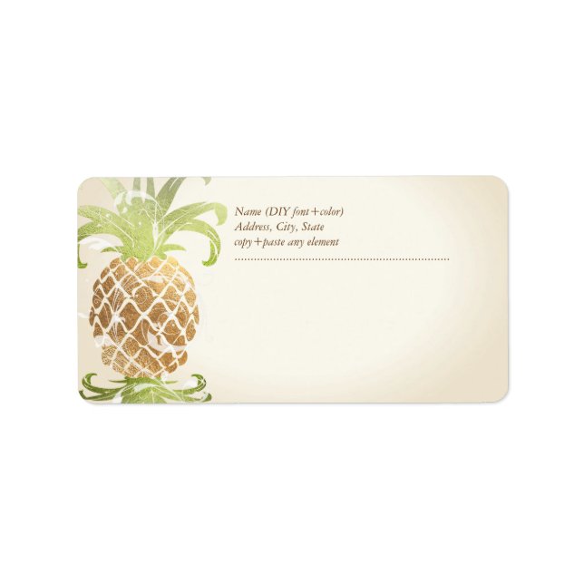 Etiqueta PixDezines Piña/Oro Falso (Frente)