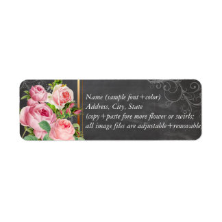 Etiqueta PixDezines pizarra+rosas vintage