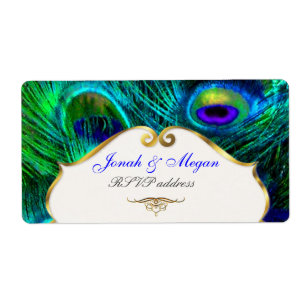 Etiqueta PixDezines Pluma de pavo real/colores psicodélicos