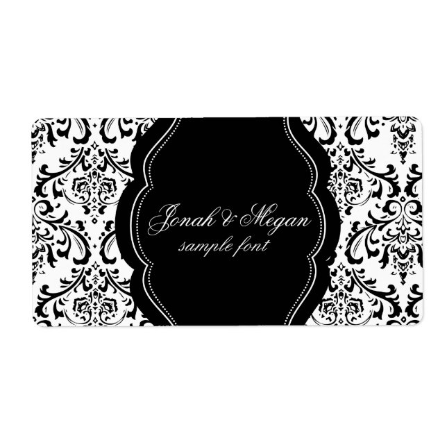 Etiqueta PixDezines Rossi Damask/DIY/black+white (Frente)