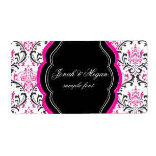 Etiqueta PixDezines Rossi Damask/DIY/negro+rosa caliente