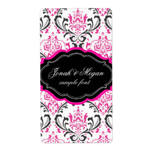 Etiqueta PixDezines Rossi Damask/DIY/negro+rosa caliente