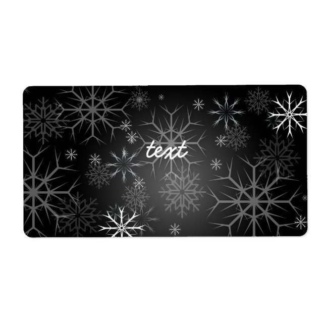 Etiqueta PixDezines Snowflakes White + Black (Frente)
