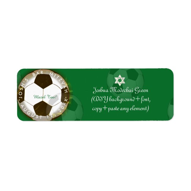 Etiqueta ✡ PixDezines Soccer Bar Mitzvah (Frente)