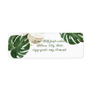 Etiqueta PixDezines Watercolor Monstera Leaves, verde exube