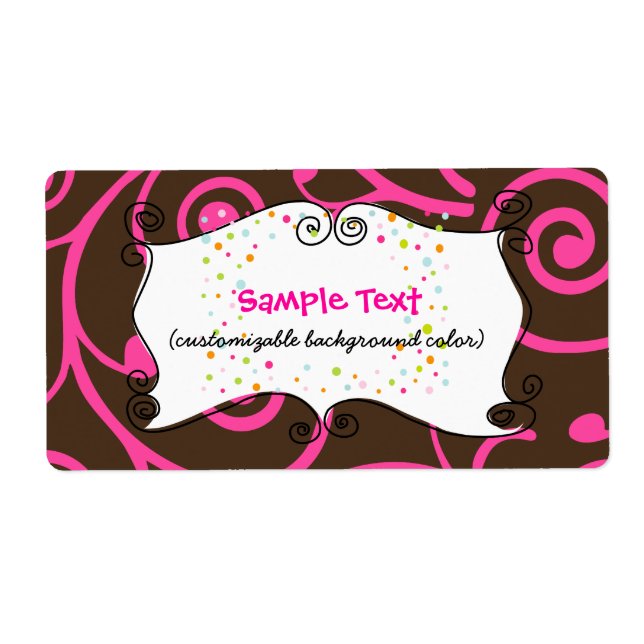 Etiqueta PixDezines Whimsy, chocolate rosa, bizcochos (Frente)