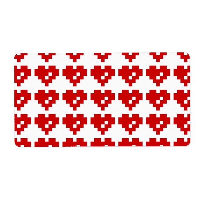 Etiqueta Pixel Heart 8 Bit Love (Frente)