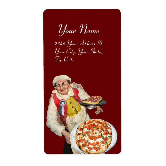 Etiqueta PIZZA ITALIANA blanco rojo (Frente)