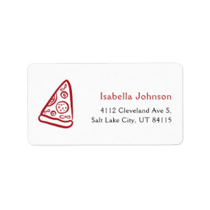Etiqueta Pizza Italiana Roja Dibujada a Mano Ciao Baby Fies