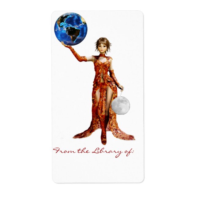 Etiqueta Placa de biblioteca de la diosa del universo (Frente)